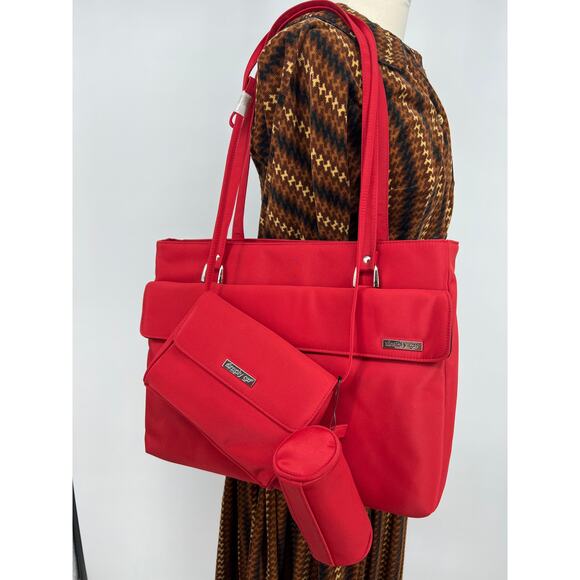 SimplyGo Large Red Shoulder Tote Bag with Acessories NEW - Picture 1 of 7